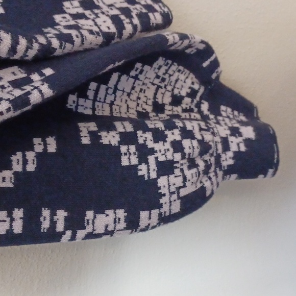 Anthropologie The Beatriz Mock Neck Sweater XL Geometric Navy Cream Soft Boho* - Picture 6 of 15